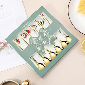 Набор столовой посуды Ложка для смешивания кофе Рождественская 6 предметов Бренд отсутствует Серия отсутствует Модель отсутствует С рождественской подвеской Нержавеющая сталь Золотой synthetic.ua - Фото 1