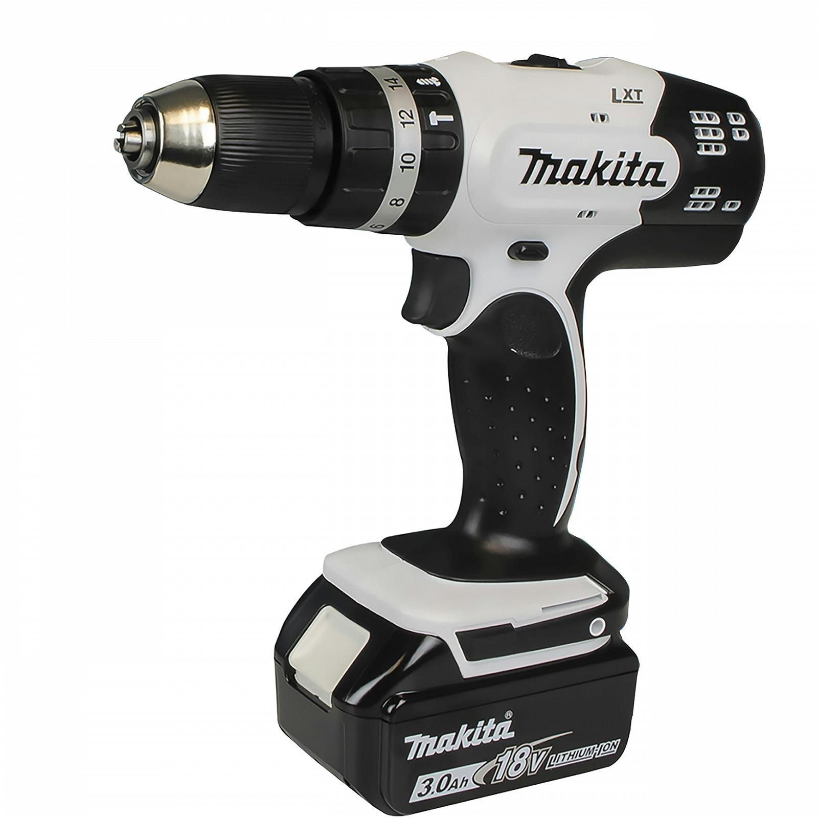 Аккумуляторная ударная дрель Makita DHP453RFEW 18 В / 3.0 Ач 2 батареи + зарядное устройство в кейсе белый, фото №1