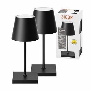 Настільна акумуляторна LED лампа SIGOR Nuindie Mini Димована IP54 Висота 25 см USB-C 12 год Нічний чорний Упаковка 2 шт - Фото 1