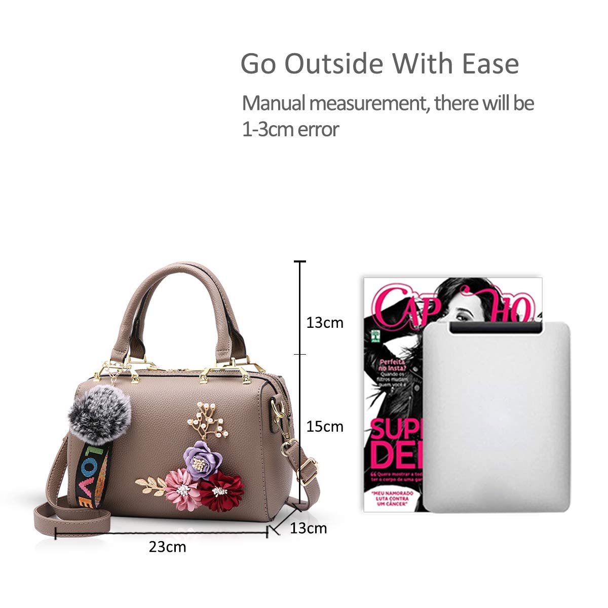 NICOLE & DORIS Сумка жіноча маленька з квітковим візерунком та підвіскою помпоном, фото №5