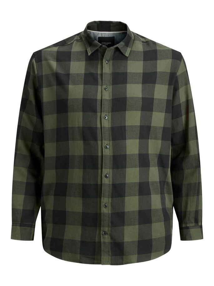 Рубашка Jack&Jones JJEGINGHAM TWILL L/S PS NOOS 12183107 припыленный оливковый цвет зеленый 3XL, фото №5