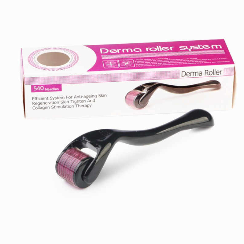 Мезороллер для кожи DERMA ROLLER 540 иголок Black 1.0 mm Массажер лица, фото №1