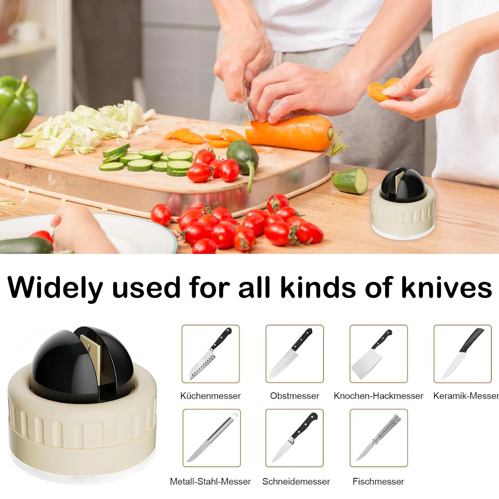 Міні-Точило для ножів З шаровою присоскою Поворотна Чорний, фото №6