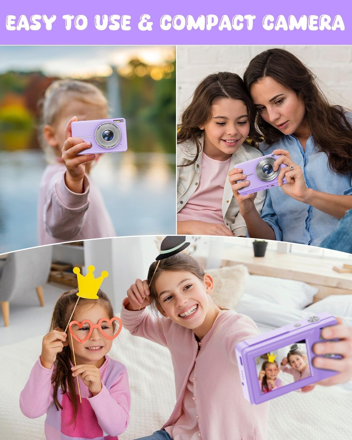 Фотоапарат AOREGRE 44Мп / CMOS / FHD 1080p 30fps / 16Х зум / Wi-Fi / Фіолетовий, фото №5