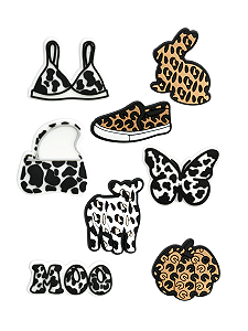 Джибітси леопардовий принт leopard print Jibbitz 8 шт аксесуари крокс прикраса Dz_114_2 - Фото 1