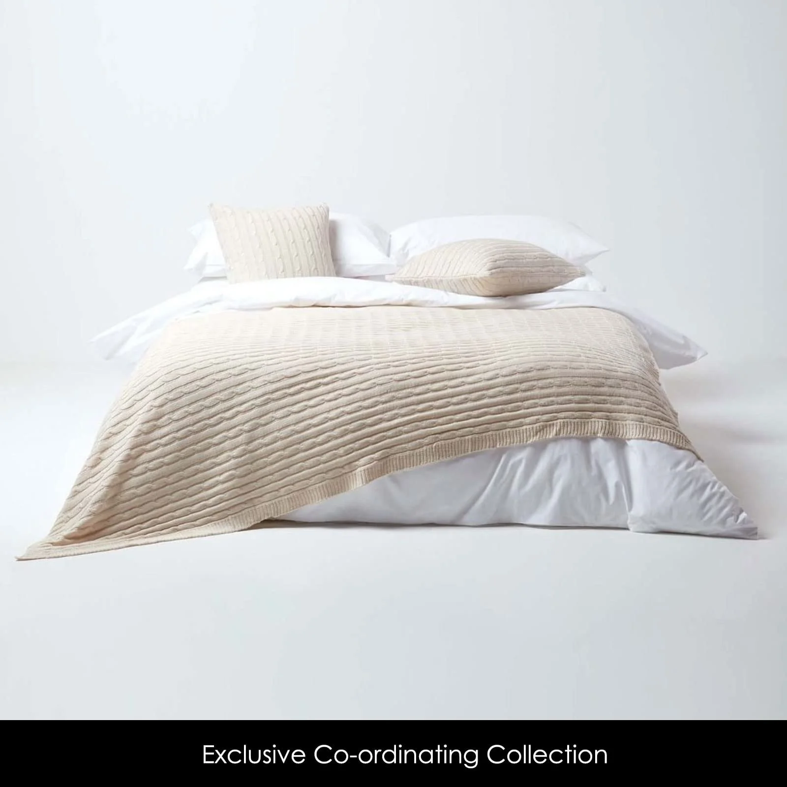 Плед Homescapes Cable Knit Натуральный 130 x 170 см, фото №3