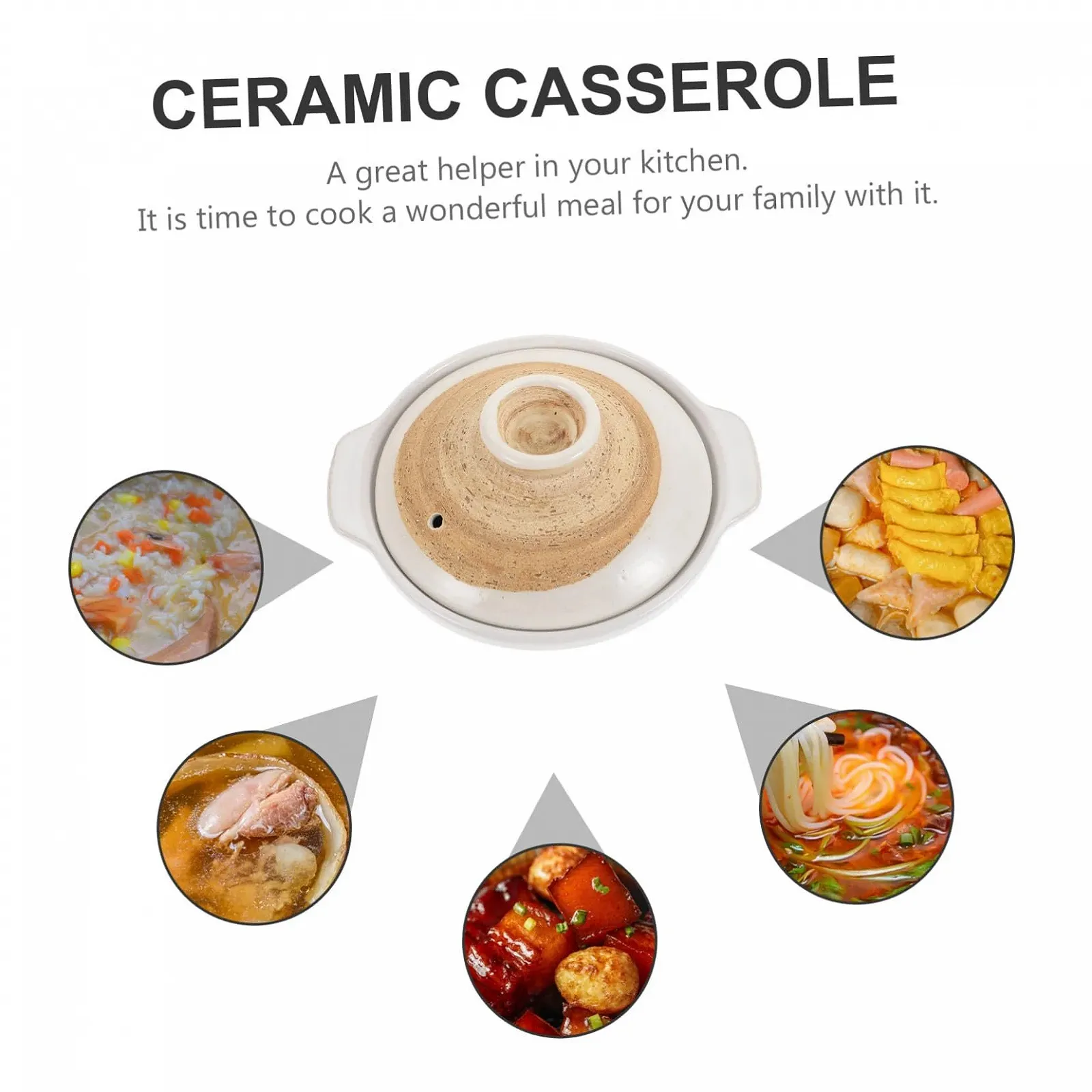 Каструля керамічна з кришкою термостійка для тушкування та супів, фото №7