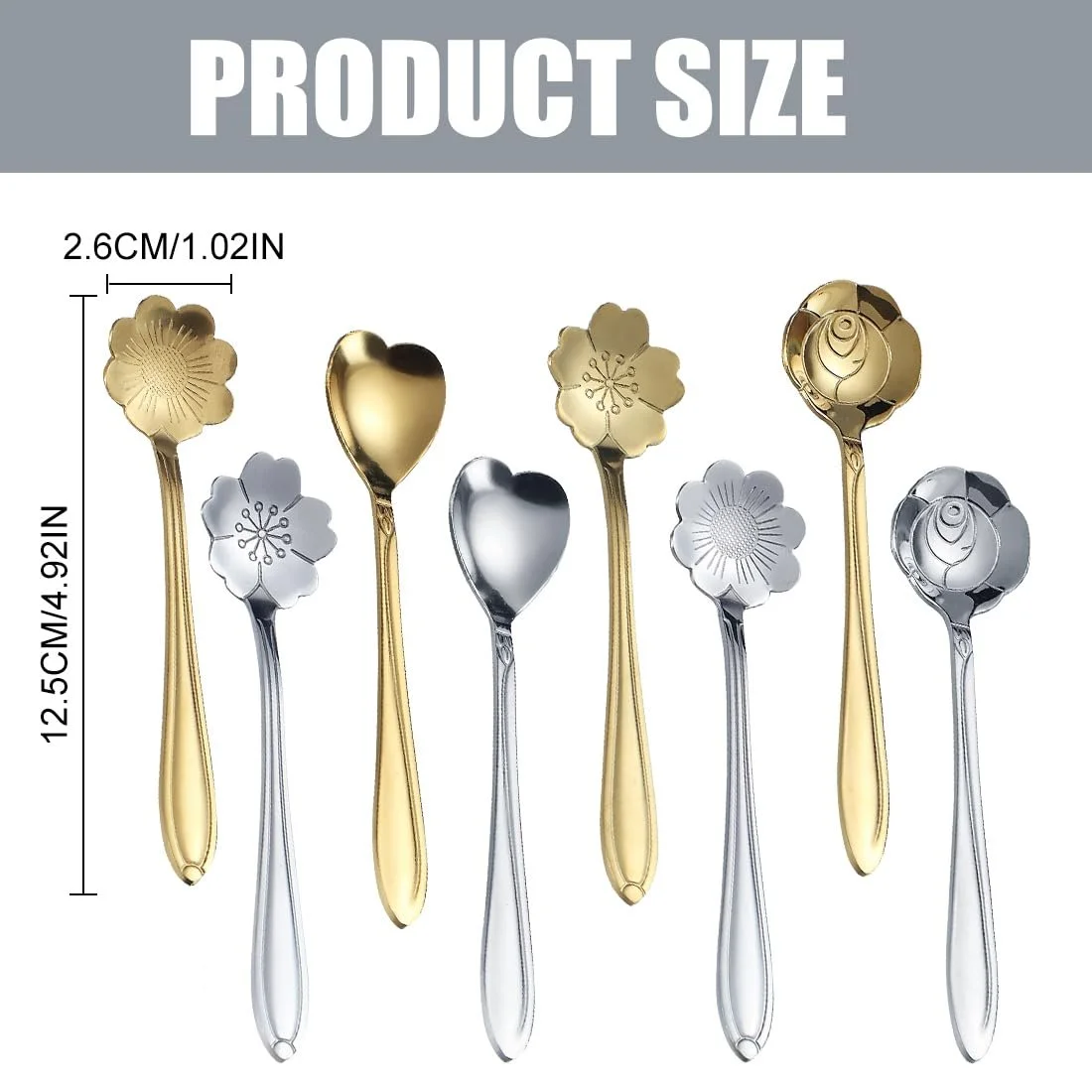 Ложка Типу Латте Маккіато Набір Gold and Silver 8 шт. Нержавіюча сталь, фото №2