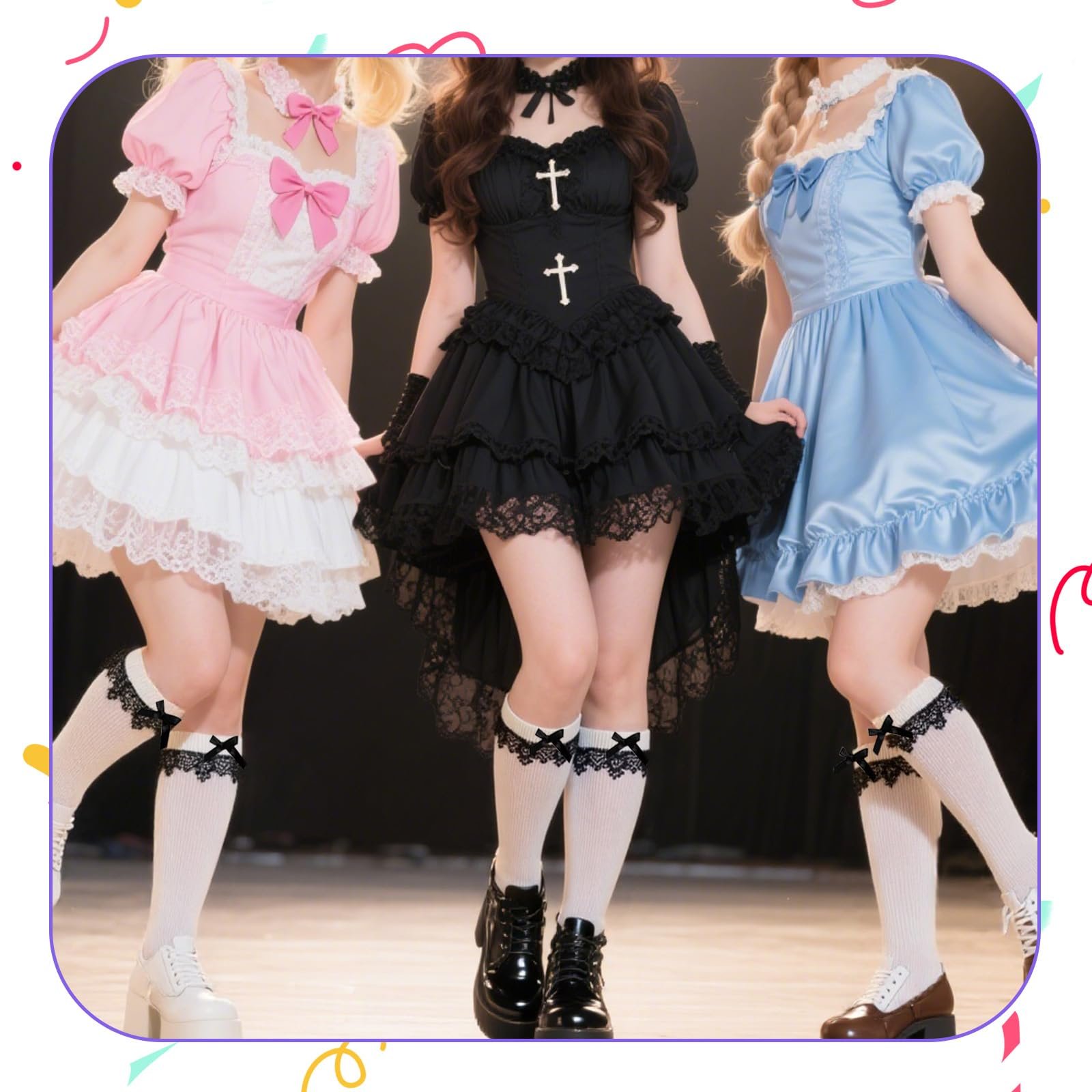 Женские носки Oktoberfest с оборками и вязаным крючком - традиционные носки до колен для дирндля - белые носки из хлопковой смеси с бантом, фото №5