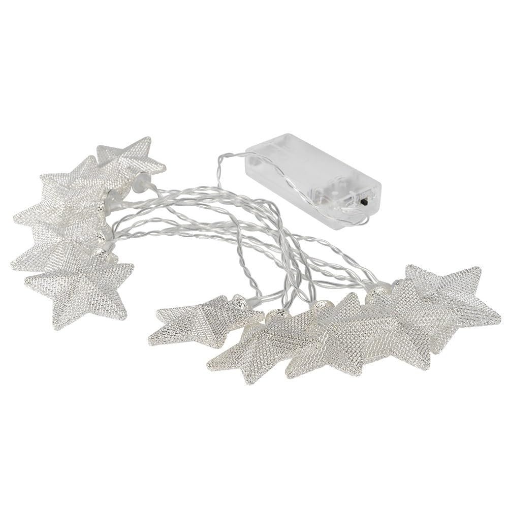 Світлодіодна гірлянда Ideen mit Herz Wire Fairy Lights Зірки сріблястий, 10 LED, теплий білий, 160 см, фото №1