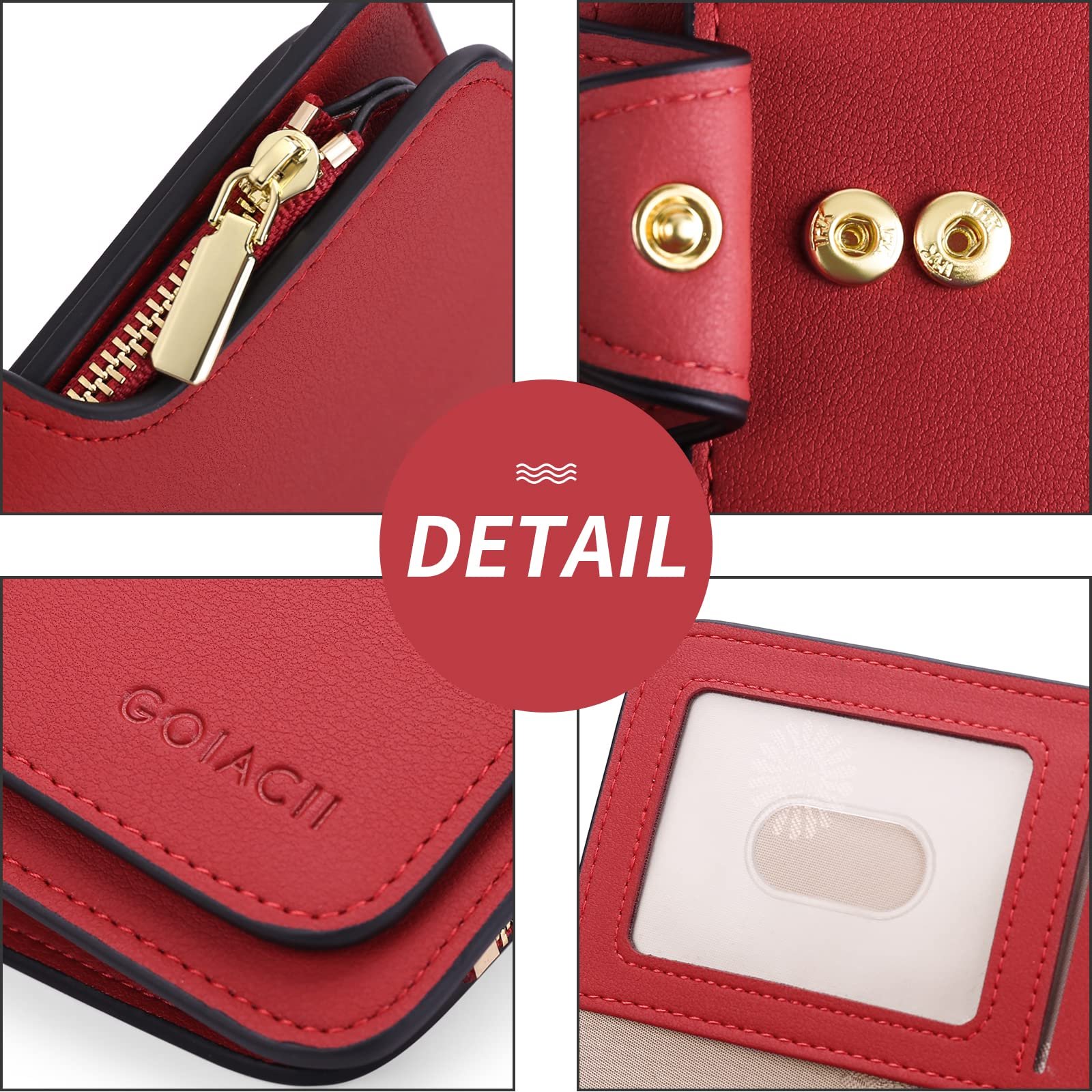 Кошелек GOIACII Женский Большой Длинный Кошелек с RFID Защитой и 18 Отделениями для Карт, A03 Красный, фото №4