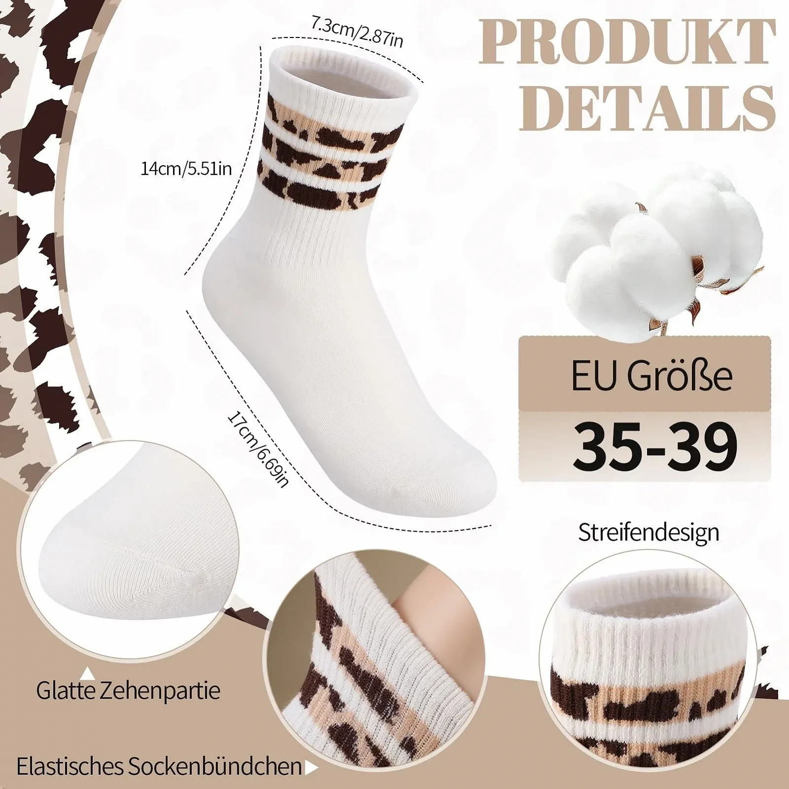 Шкарпетки Жіночі з леопардовим принтом 6 пар, розмір 35-39, фото №2