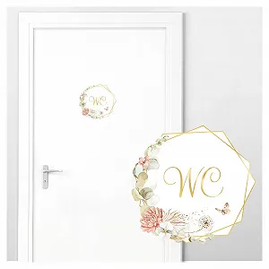 Наклейка на двері Grandora DL987 Toilet with Flower Tendril 19 x 18 см - Фото 1