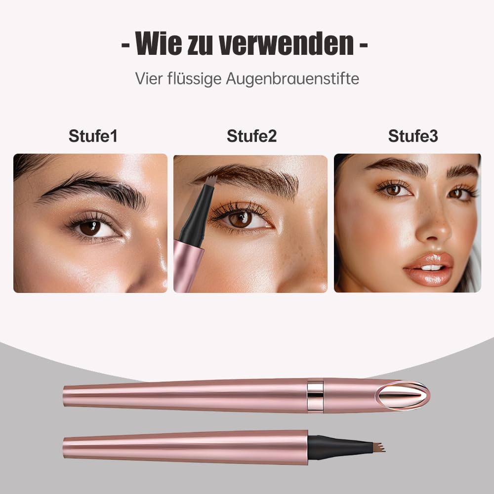 Карандаш для бровей 3D Microblading Four Claws Liquid Waterproof 3D Magic 4 Fork Tips A-Brown, фото №3