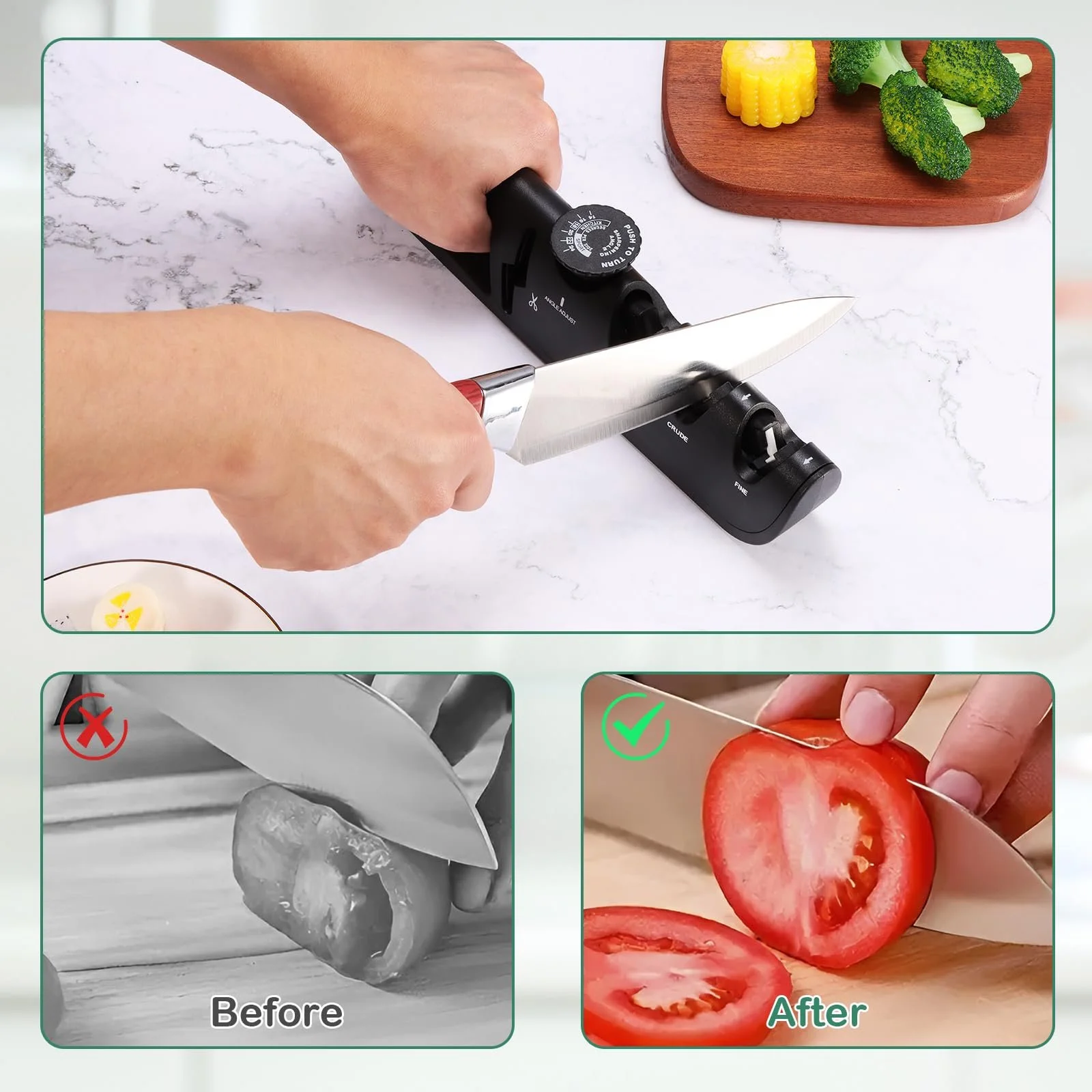 Ручне точило для ножів 4 в 1 Професійне з регульованим кутом, фото №7