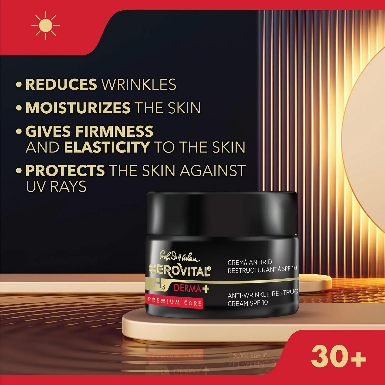 Крем проти зморшок Gerovital H3 Premium Care Derma + Acetate SPF 10, фото №4