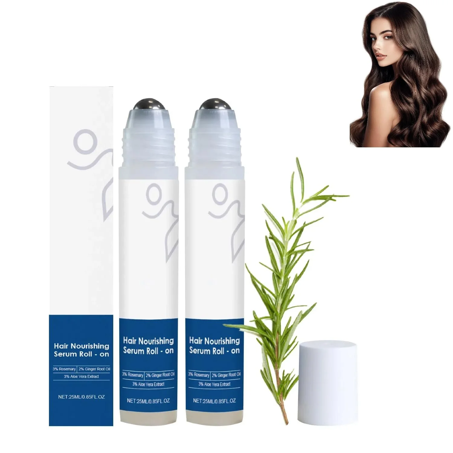 Сироватка для росту волосся з розмарином Роликова, 25 мл x 2, Розмаринова роликова сироватка для волосся, фото №1