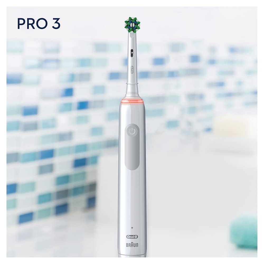 Зубна електрощітка Oral-B PRO 3 3000 CrossAction, 3 режими, візуальний контроль тиску 360°, біла, фото №7
