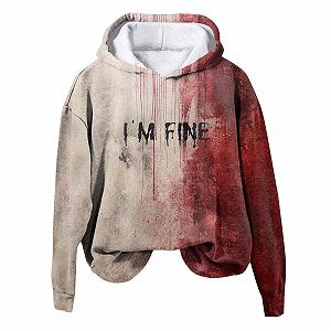 Женская толстовка на Хэллоуин, большой свитшот с капюшоном и принтом брызг крови и буквами, фестивальный ужасный кровавый пуловер, толстовка с капюшоном, костюм на Хэллоуин, женская страшная уличная одежда synthetic.ua - Фото 1