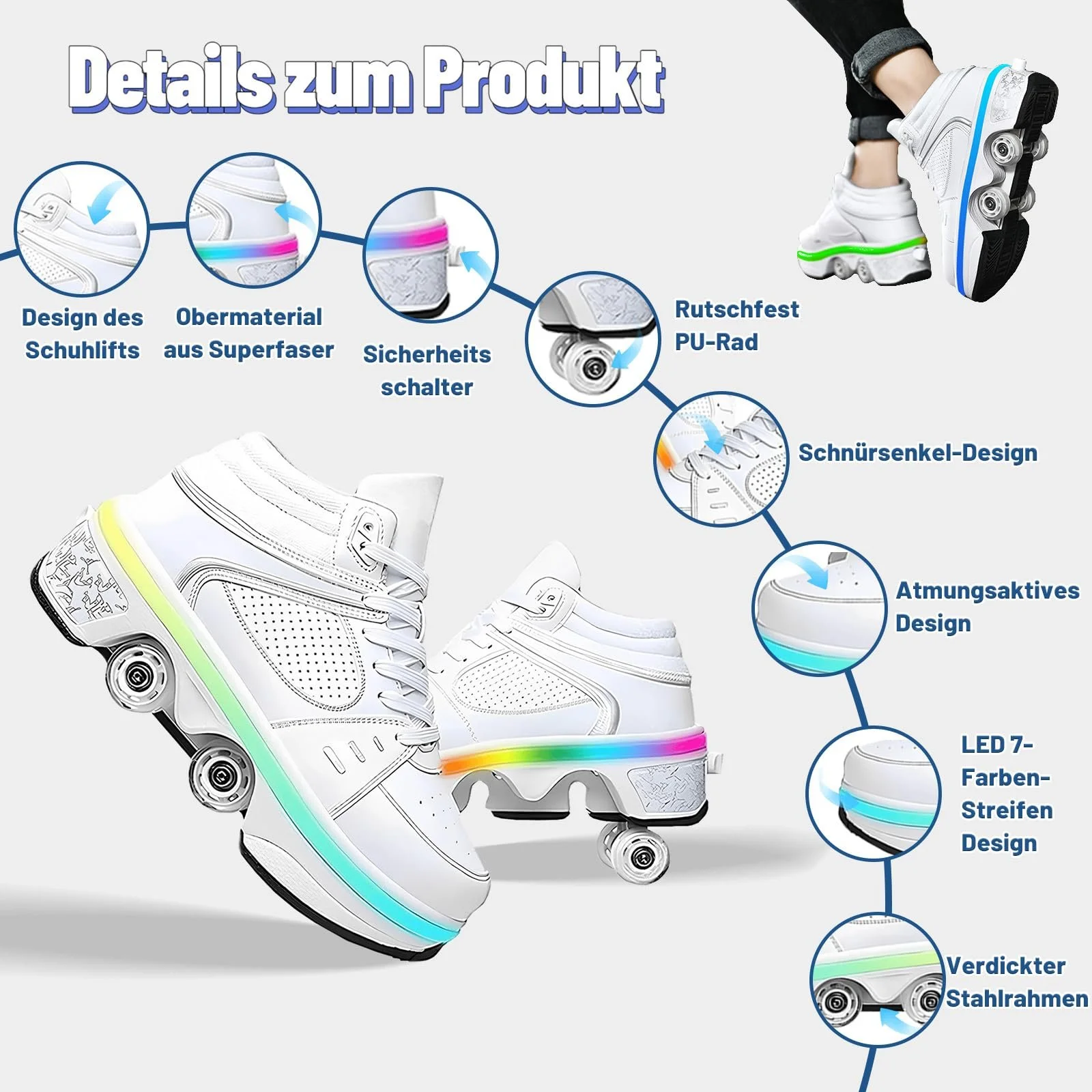 Роликові Кросівки для Дівчат з Колесами, фото №4