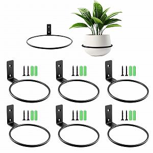 Настінний тримач для квіткових горщиків набір 6 шт 11 см з гвинтами чорний - Фото 1