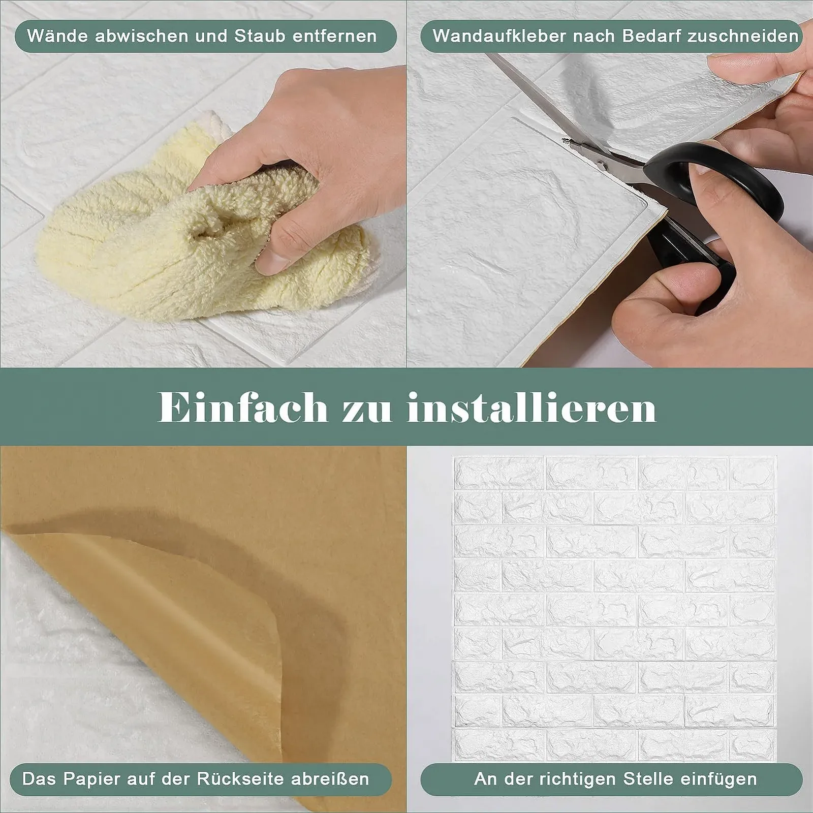 3D-шпалери AllRight Stone-Look Wall Panels Brick Wall Sticker 10 шт., фото №9