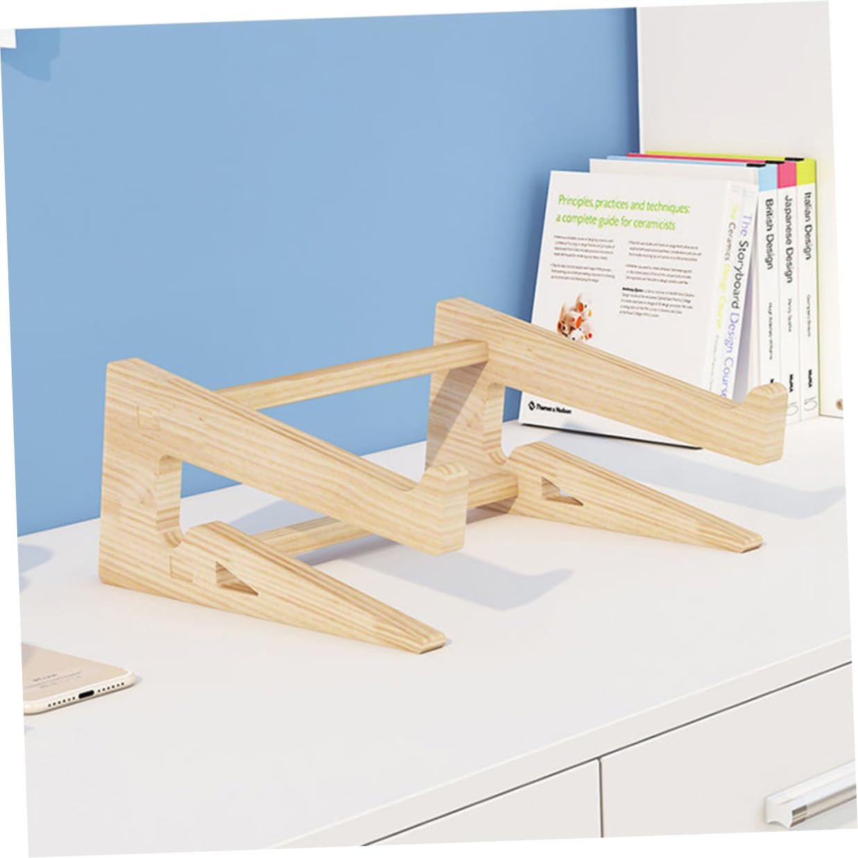 Подставка для ноутбука Деревянная Эргономичная Настольная Приподнятая Гладкая Нескользящая Прочная для комфортной работы, фото №5