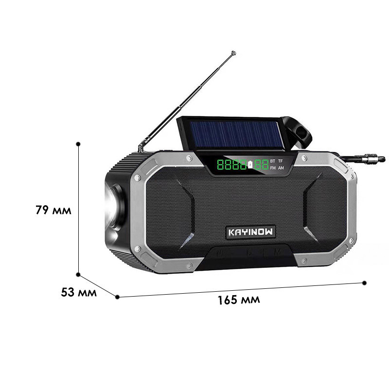 Динамо-фонарик с радиоприемником и павербанком KAYINOW 580F 5000 mAh IPX6 Led Серый (10561-56728), фото №3