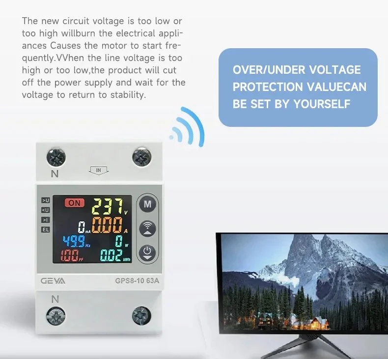 Пристрій захисту напруги та струму GEYA GPS8-10 Wi-Fi, фото №8