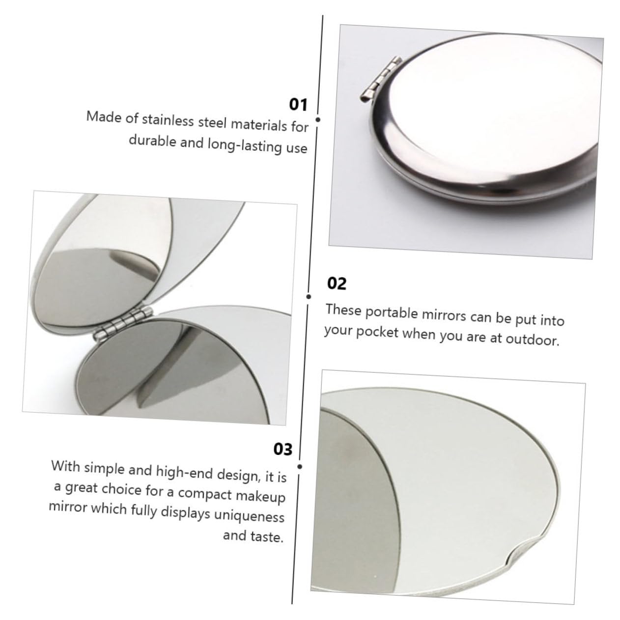 Зеркало Angoily 3 STK Schminkspiegel круглое белое портативное металл для женщин, фото №2
