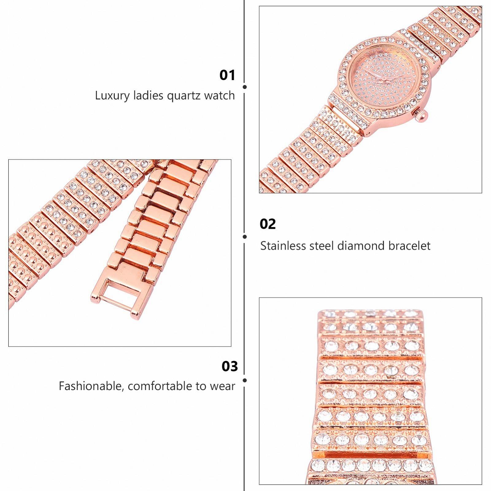 Часы Healvian Diamond Женские часы для женщин Стразовые часы Бриллиантовые кварцевые часы Bling-часы для женщин Стразовые часы для женщин Часы для девочек Леди Часы Розовый сплав, фото №3