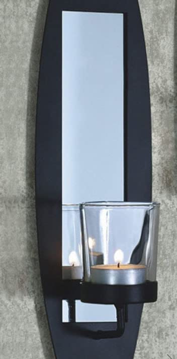 Свічник Novaliv 2 х Стінні з металу зі склом 6,5 x 9 x 36 см Чорний, фото №5