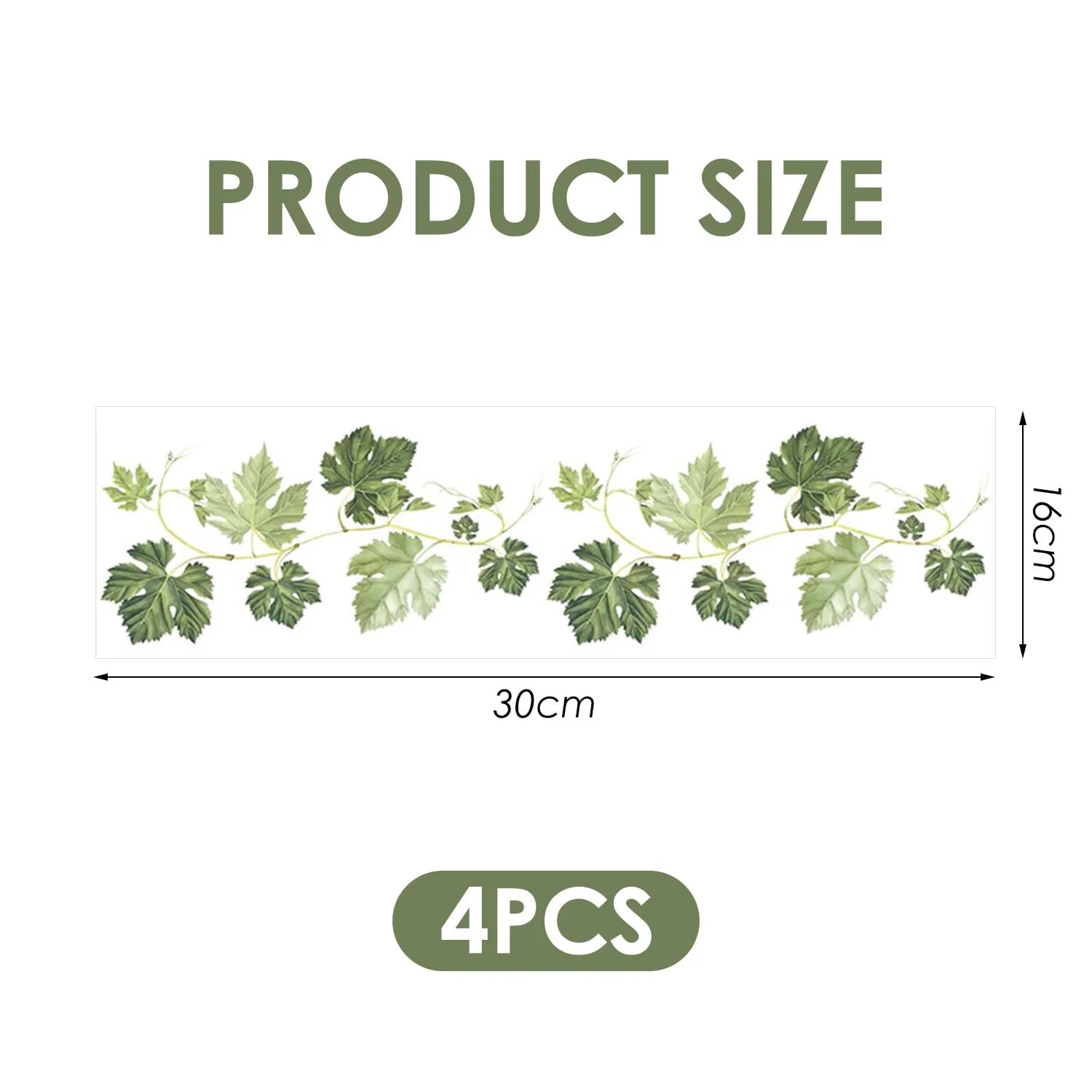 Наклейки на стіну Зелені рослини 8 листів 16 x 30 см Самоклейні, фото №2