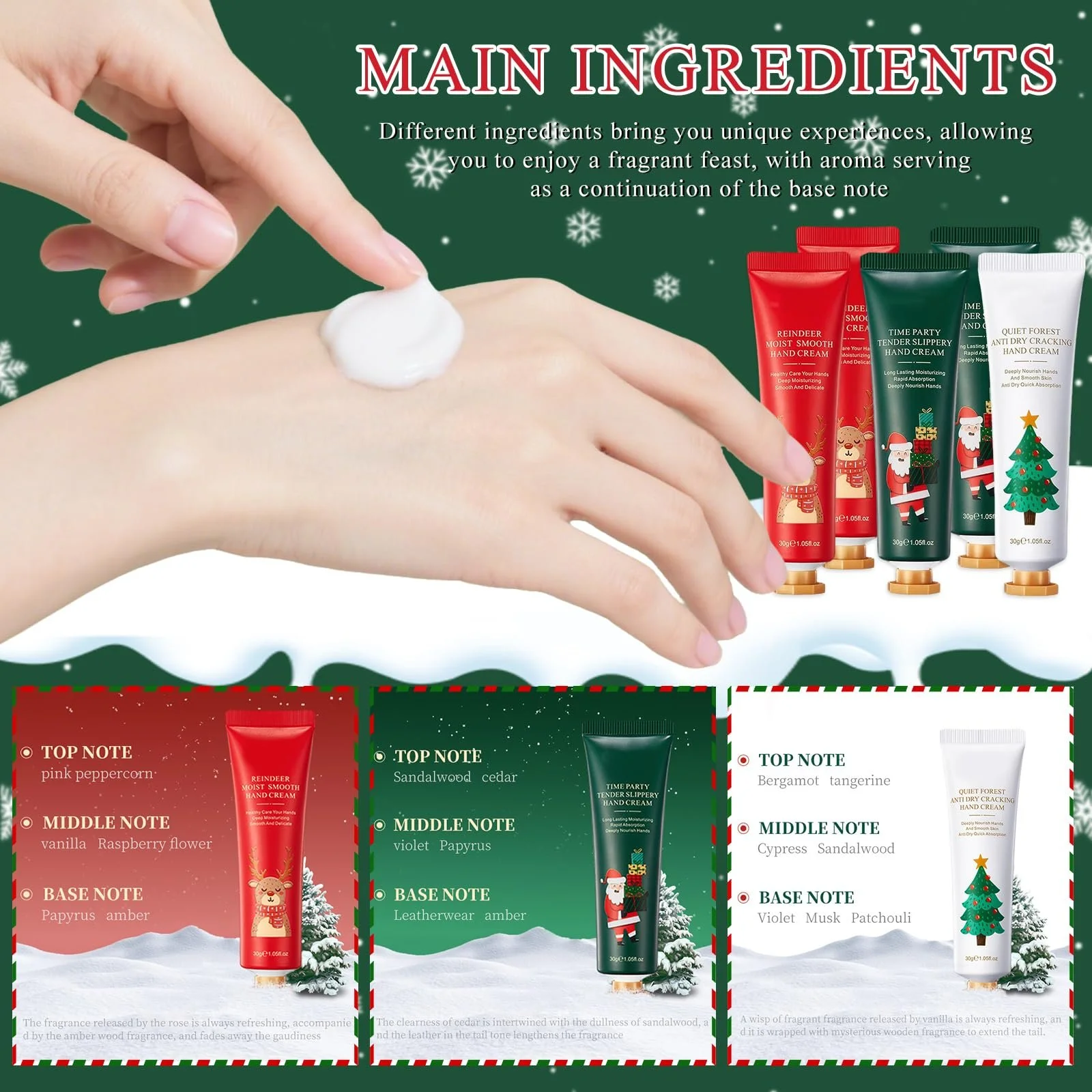 Набір кремів для рук 5 шт Різдвяний набір, фото №3