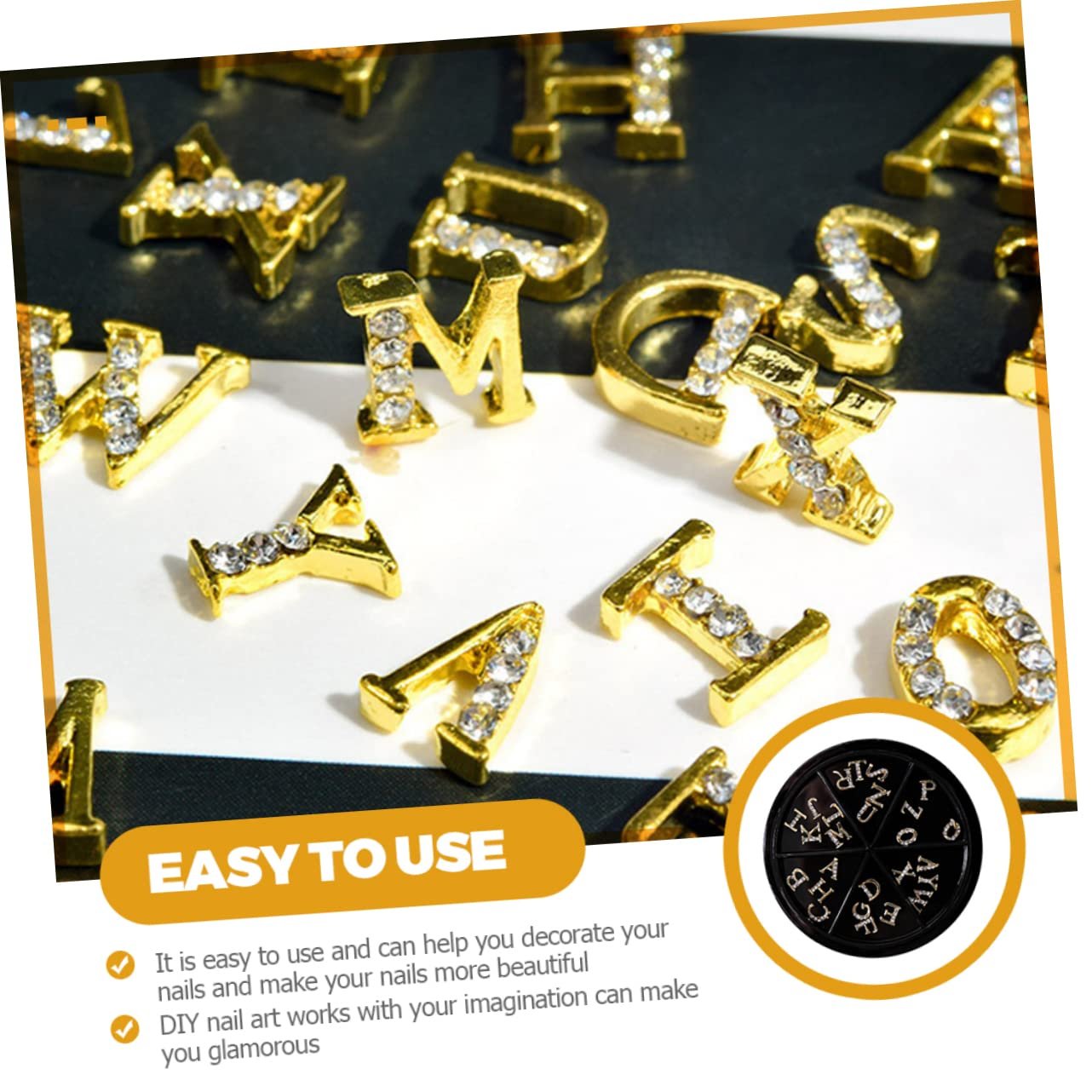 Стразы для ногтей Алфавит FRCOLOR 52 шт Золотистый, фото №4 Стразы для ногтей Алфавит FRCOLOR 52 шт Золотистый, фото №4