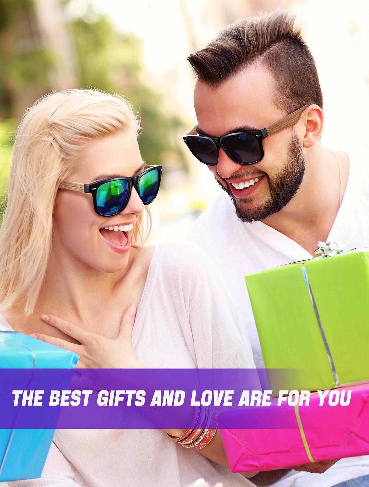 Поляризовані сонцезахисні окуляри Greentreen для чоловіків та жінок з дерев'яними дужками, захист від УФ-променів, фото №4