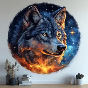 Наклейка на стіну Mystical Wolf Cosmic 3D Wolf - Фото 1