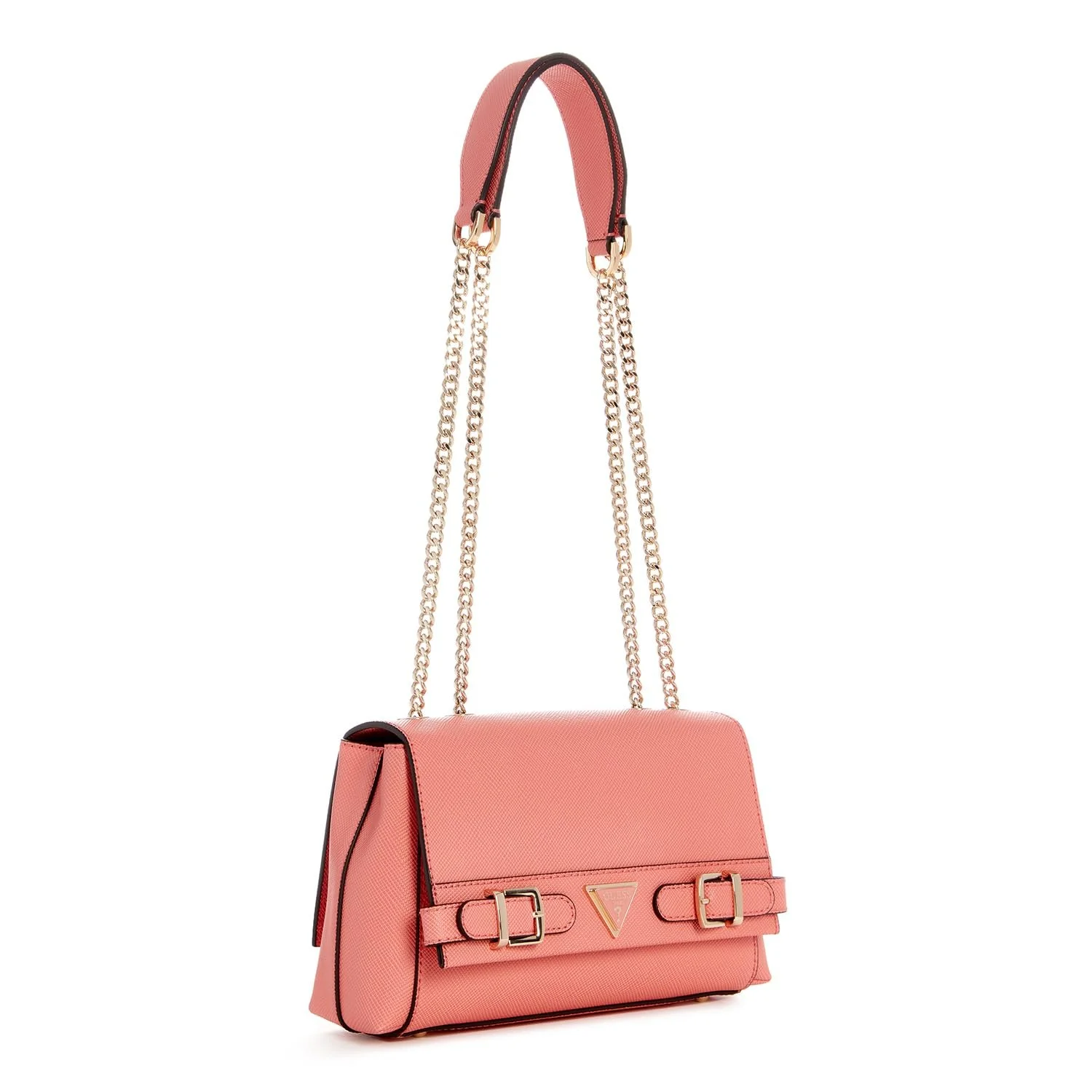 Сумка через плече GUESS Levante Convertible Xbody Flap Кораловий колір, фото №4