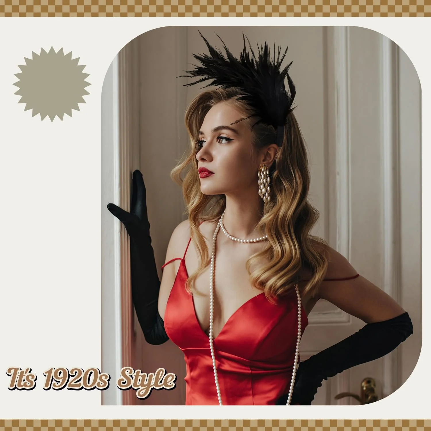 Обруч для волосся в стилі 20-х років Чорний, фото №4