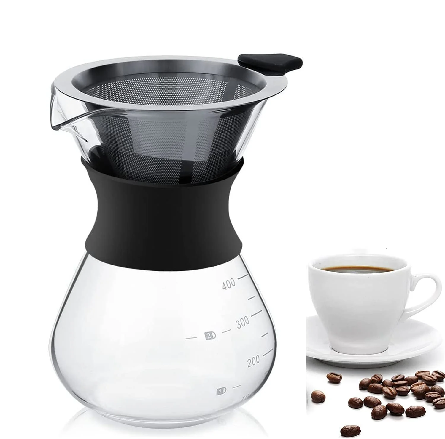 Кавник Hakeeta "Pour Over" з постійним фільтром з нержавіючої сталі та графином, 400 мл, фото №1 Кавник Hakeeta "Pour Over" з постійним фільтром з нержавіючої сталі та графином, 400 мл, фото №1