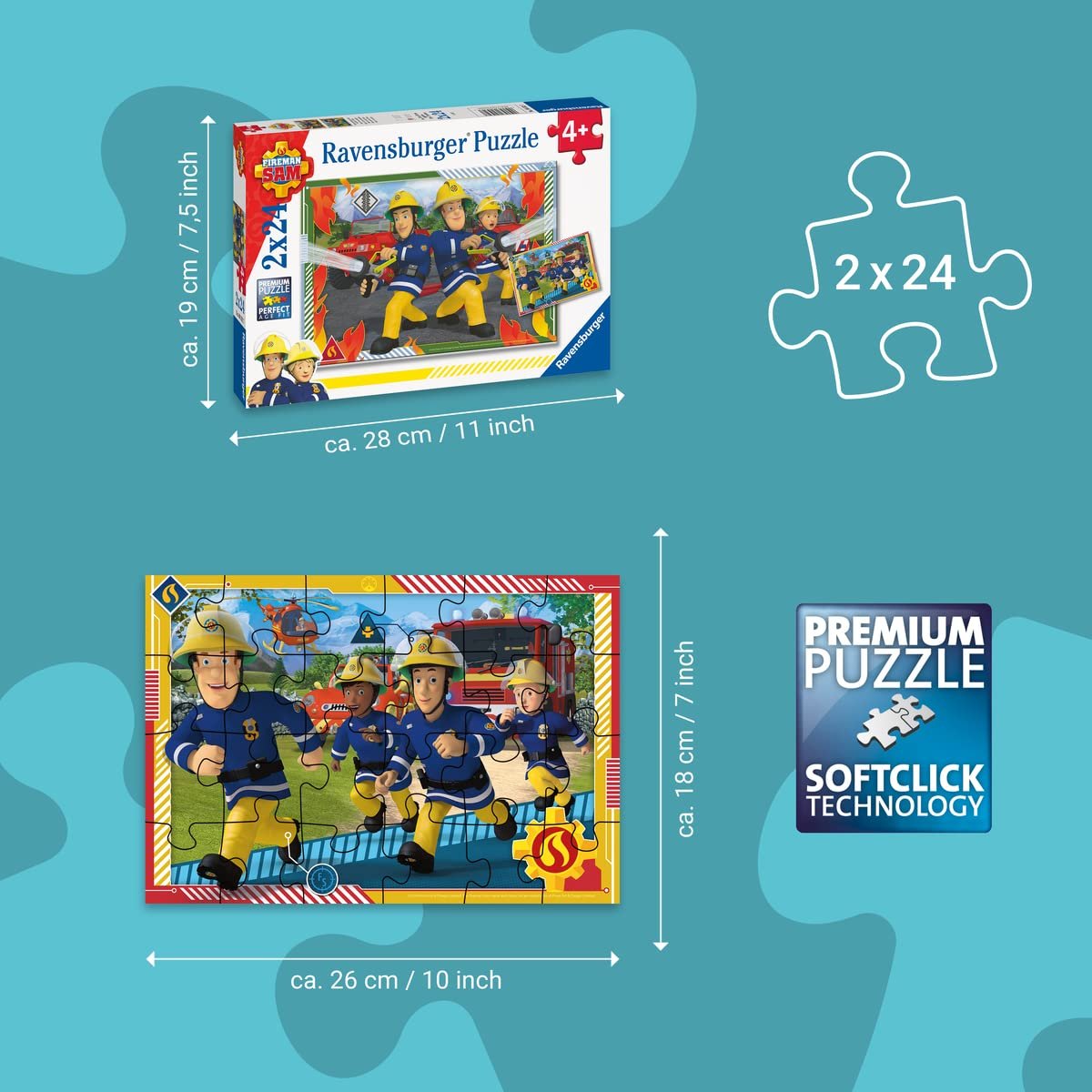 Детский пазл Ravensburger Fireman Sam and His Team 80532 2 x 24 элемента, фото №4