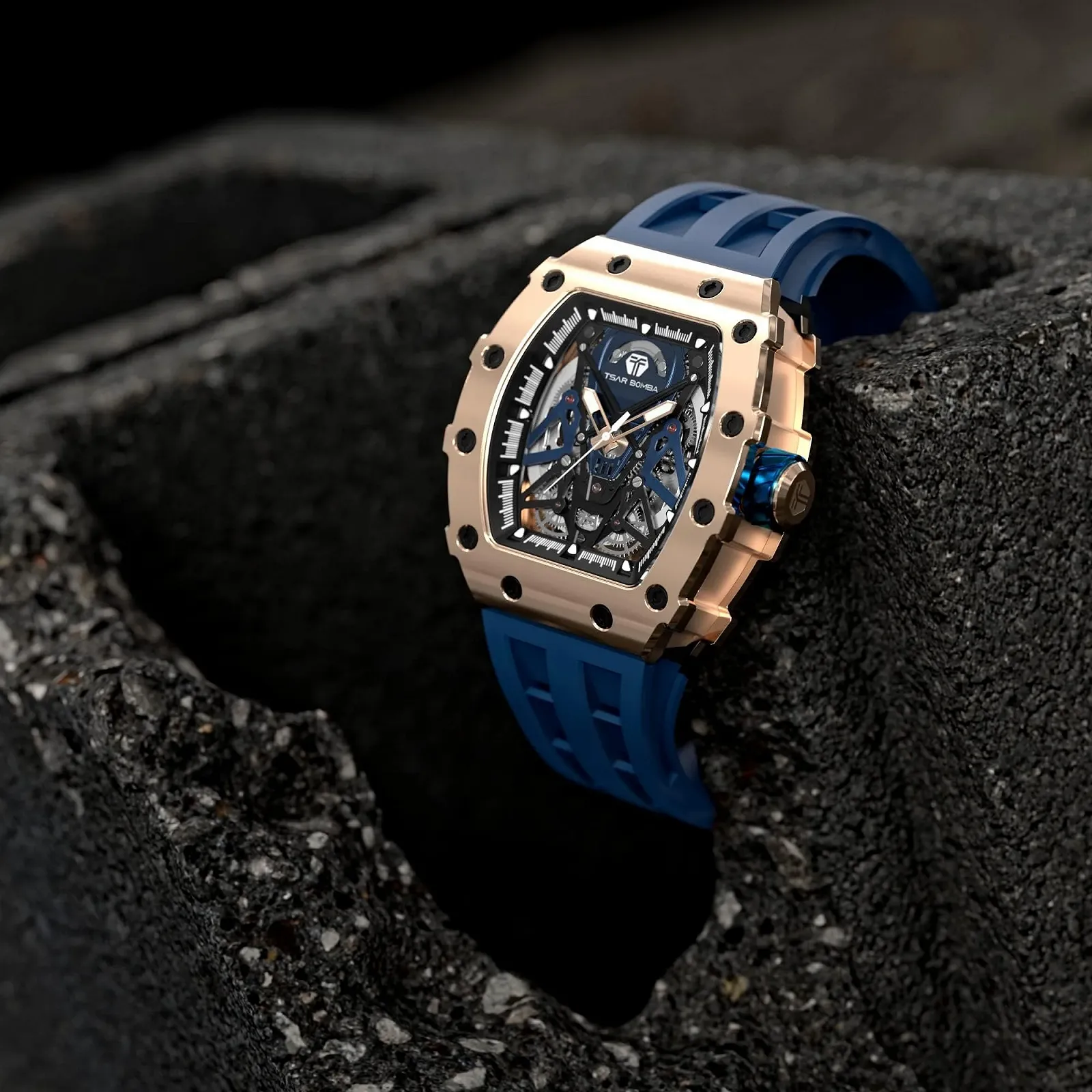 Мужские Автоматические Часы Tonneau Skeleton TSAR BOMBA Механические Дайвинг Квадратные Hollow 50 м Водонепроницаемые Японский Механизм Сапфировое Зеркало Силиконовый Ремешок, фото №6 Мужские Автоматические Часы Tonneau Skeleton TSAR BOMBA Механические Дайвинг Квадратные Hollow 50 м Водонепроницаемые Японский Механизм Сапфировое Зеркало Силиконовый Ремешок, фото №6