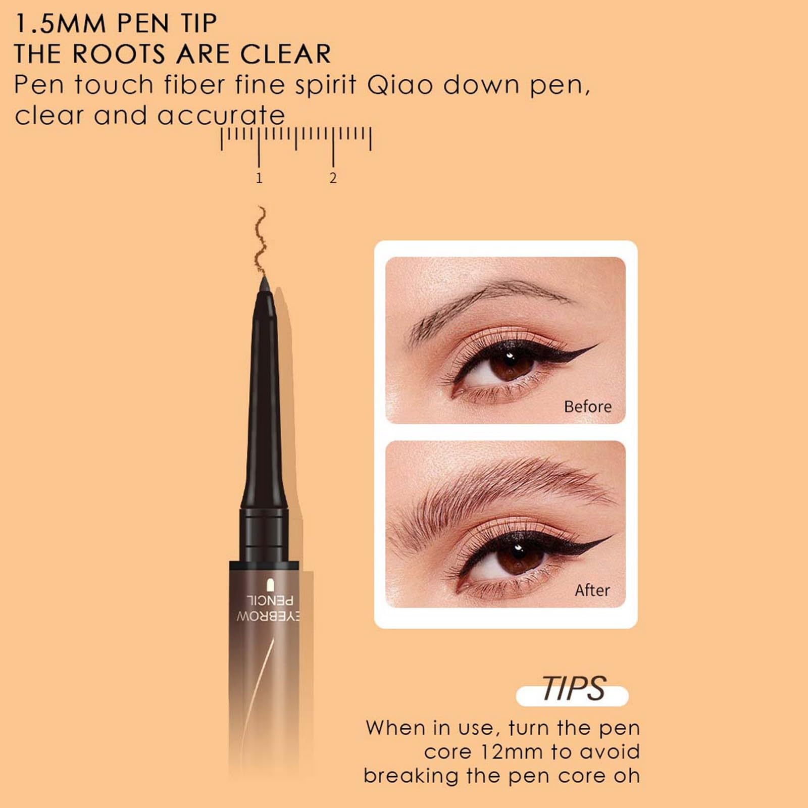 Олівець для брів Liquid з чотирма зубцями і вузький олівець для брів, два в одному, стійкий макіяж без плям, 0.55 мл пудра для штампування брів (C, один розмір), фото №7