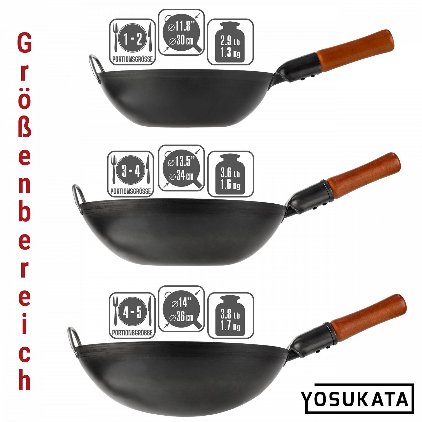 Сковорода-вок YOSUKATA из углеродистой стали, 34 см, с плоским дном, фото №8 Сковорода-вок YOSUKATA из углеродистой стали, 34 см, с плоским дном, фото №8