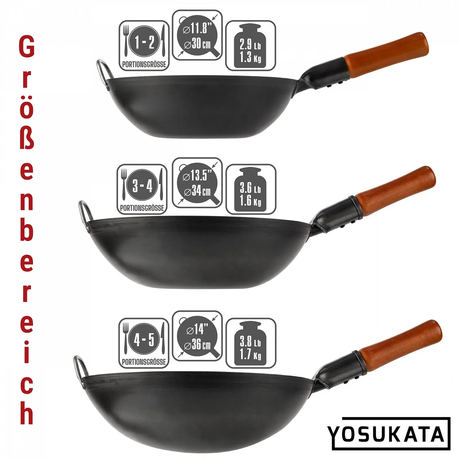 Сковорода-вок YOSUKATA из углеродистой стали, 34 см, с плоским дном, фото №8 Сковорода-вок YOSUKATA из углеродистой стали, 34 см, с плоским дном, фото №8