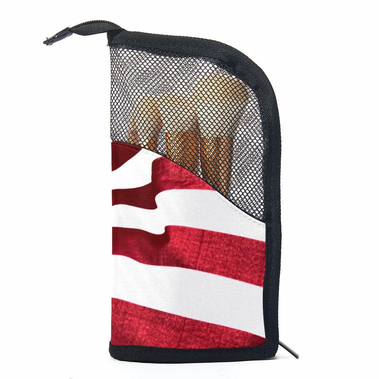 Набір пензлів для макіяжу з сумкою-органайзером 12 штук American Eagle USA Flag Colored-137, фото №1