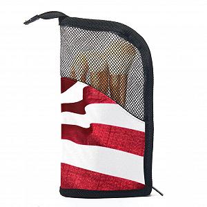 Набір пензлів для макіяжу з сумкою-органайзером 12 штук American Eagle USA Flag Colored-137 - Фото 1