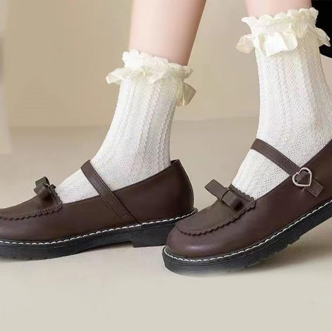 Носки с рюшами (4 пары) Белые носки с рюшами, Кружевные носки, Милые балетные носки, Носки для танцев принцессы для женщин и девочек, фото №5