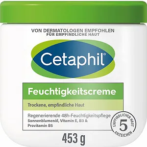 Крем CETAPHIL Увлажняющий, 453 г, для сухой, чувствительной кожи, интенсивно увлажняет в течение 48 часов и усиливает сопротивляемость, с витамином B3, провитамином B5, маслом подсолнечника, миндальным маслом, глицерином - Фото 1