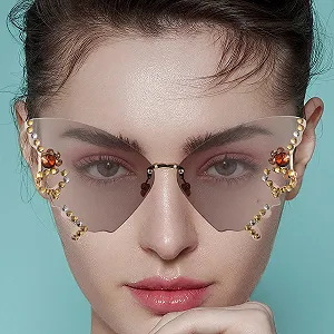 Солнцезащитные очки Бабочка Бриллиант VALICLUD Винтажные Без оправы Стразы synthetic.ua - Фото 1